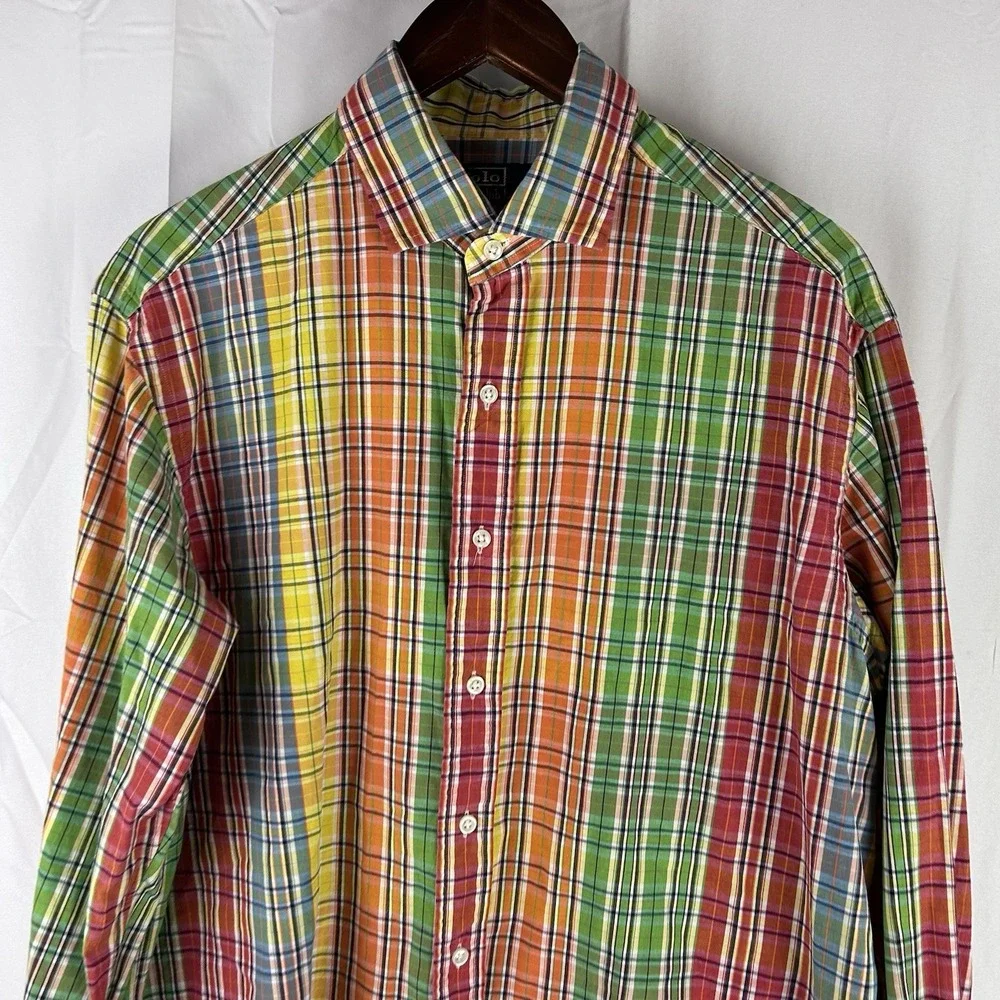 Polo Ralph Lauren Westerton Cotton Colorful Long Sleeve Men Shirt‎ Sz Large